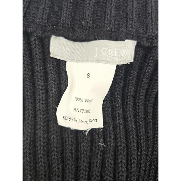 J. Crew Long Wool Sweater Small Black Ribbed Fill Zip Belted Vintage Y2K - Picture 5 of 5
